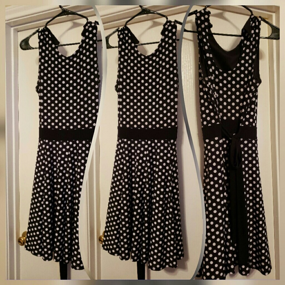 Black polka dot dress